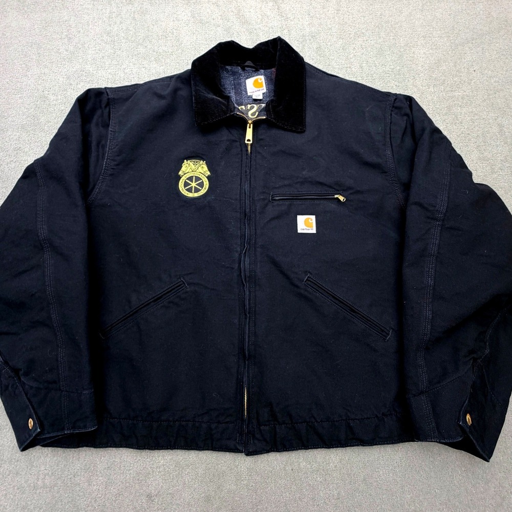 Vtg Carhartt J001BLK Detroit Jacket 3XL Black Blanket Lined Teamsters Local 231